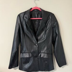 White Fox Black Leather Jacket